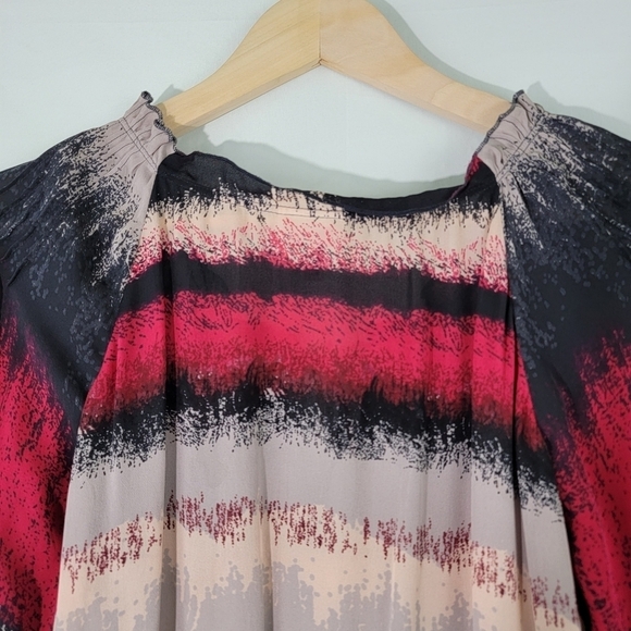 Parker Multi Tie-Dye 100% Silk Knee Length Dress Sz S Drawstring Long Sleeve - Picture 8 of 12